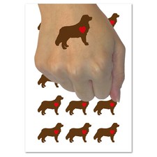 Bernese Mountain Dog with Heart Temporary Tattoo Water Resistant Body Art Set