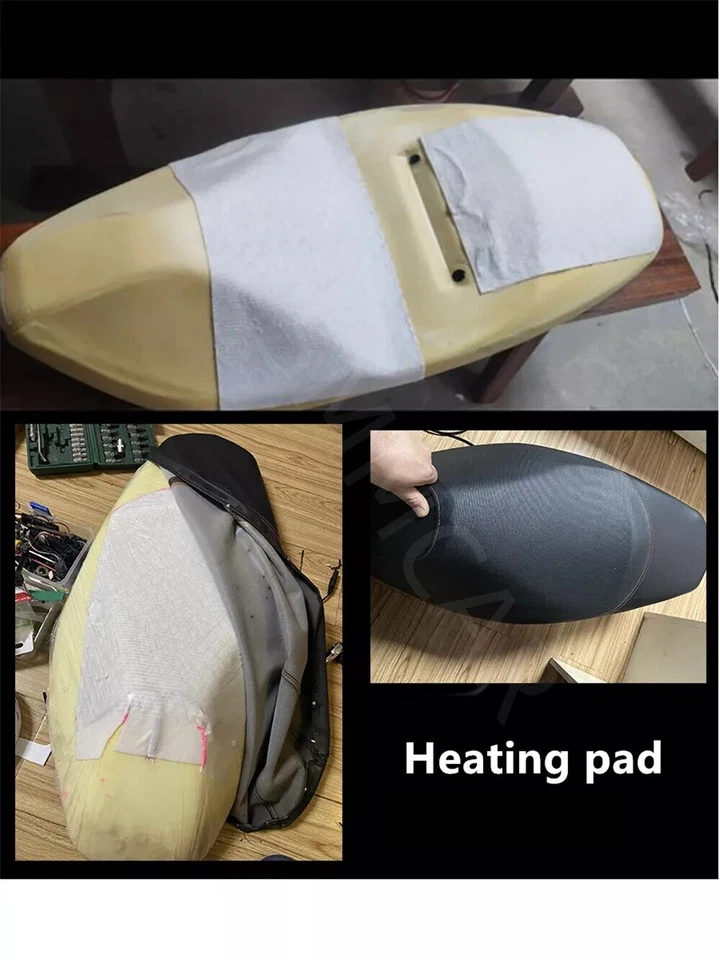 Motorcycle Heated Seat Heater Kit Carbon Fiber Pad With Round Switch 48x27cm - Изображение 4 из 4