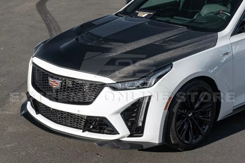 Front Lip For 20-Up Cadillac CT5-V Blackwing Real CARBON FIBER Extended Splitter - Picture 8 of 23