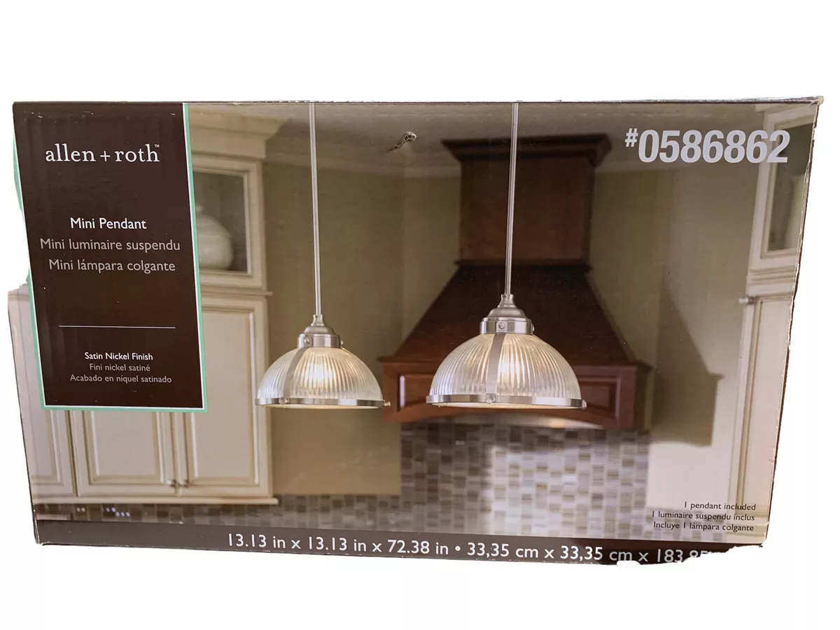 allen roth Satin Nickel Vintage Dome Mini Pendant Light Ribbed Glass Shade