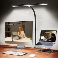 LED Desk Lamp for Office Home, Eye-Caring Desk Light with Stepless Dimming Ad...