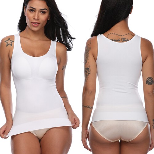 Women Shapewear Tank Tops with Built in Shelf Bra Belly Control Body Shaper Vest - Picture 17 of 27
