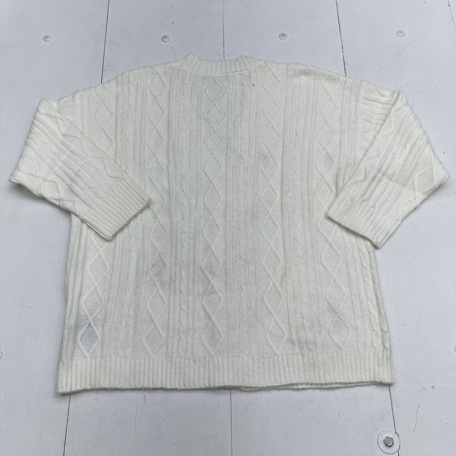 Sanctuary White Cozy Cable Knit Cardigan Women’s XL New Defects