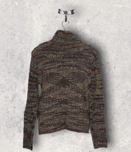 Vintage Columbia Chunky Knit Wool Turtleneck Sweater Womens M Muted Neutral - Picture 6 of 6