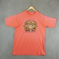 Vintage Hawaii Hang Loose Shirt Single Stitch Orange Pink Men XL Tiki Lizard Tee