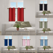 2 Kitchen Curtains Silk Semi-Sheer Window Treatment Grommet Tier Short Panel N25