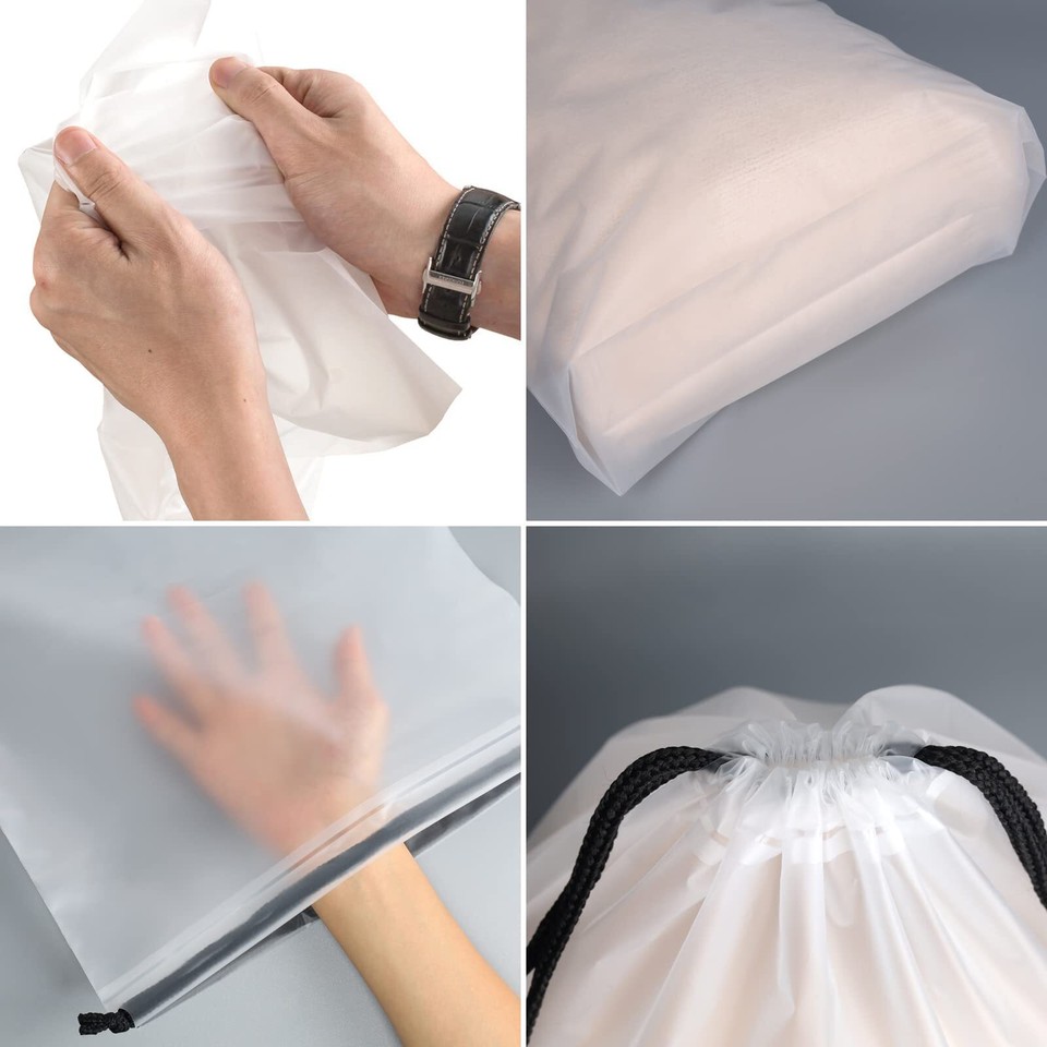 14 Pcs Clear Plastic Shoe Bags Large Shoe Packing w/ Drawstring for Men