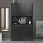 Kitchen Cabinet Pantry Cupboard Freestanding Bedroom Wardrobe Storage Black