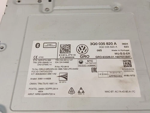3Q0035820A Sistema Audio Radio per VOLKSWAGEN GOLF VII (5G1/BE1) R 2016 7013113 - Foto 4 di 10