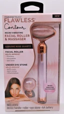 Finishing Touch Flawless Contour Rose Quartz Vibrating Facial Roller & Massager