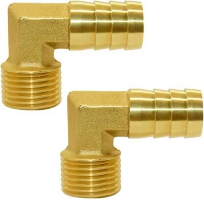 Brass Hose Fittings 90 Degree Elbow 3/4'' Barb to 1/2''NPT Male Water/Fuel/Air(...