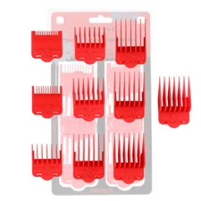 Supreme Trimmer Magnetic Guide Combs | 10 Guards for Clippers | CMG100 Red