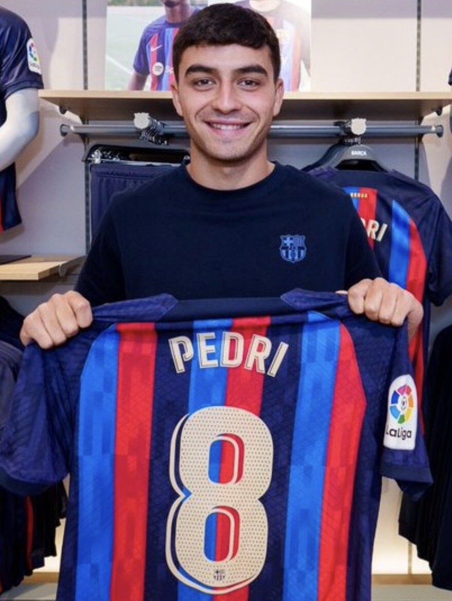 Barcelona PEDRI #8 Football Home Name print and number 2022