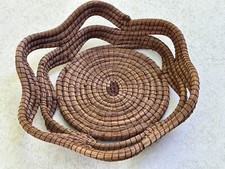 Handwoven Pine Needle Basket Folk Art Fruit Basket Bowl
