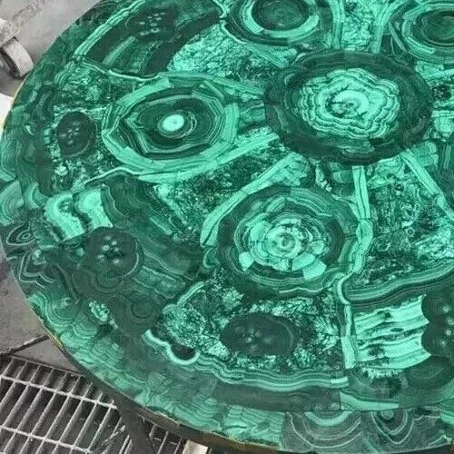 Tavolo soggiorno 30" rotondo malachite pietra preziosa cristallo centro divano decori - Foto 6 di 7