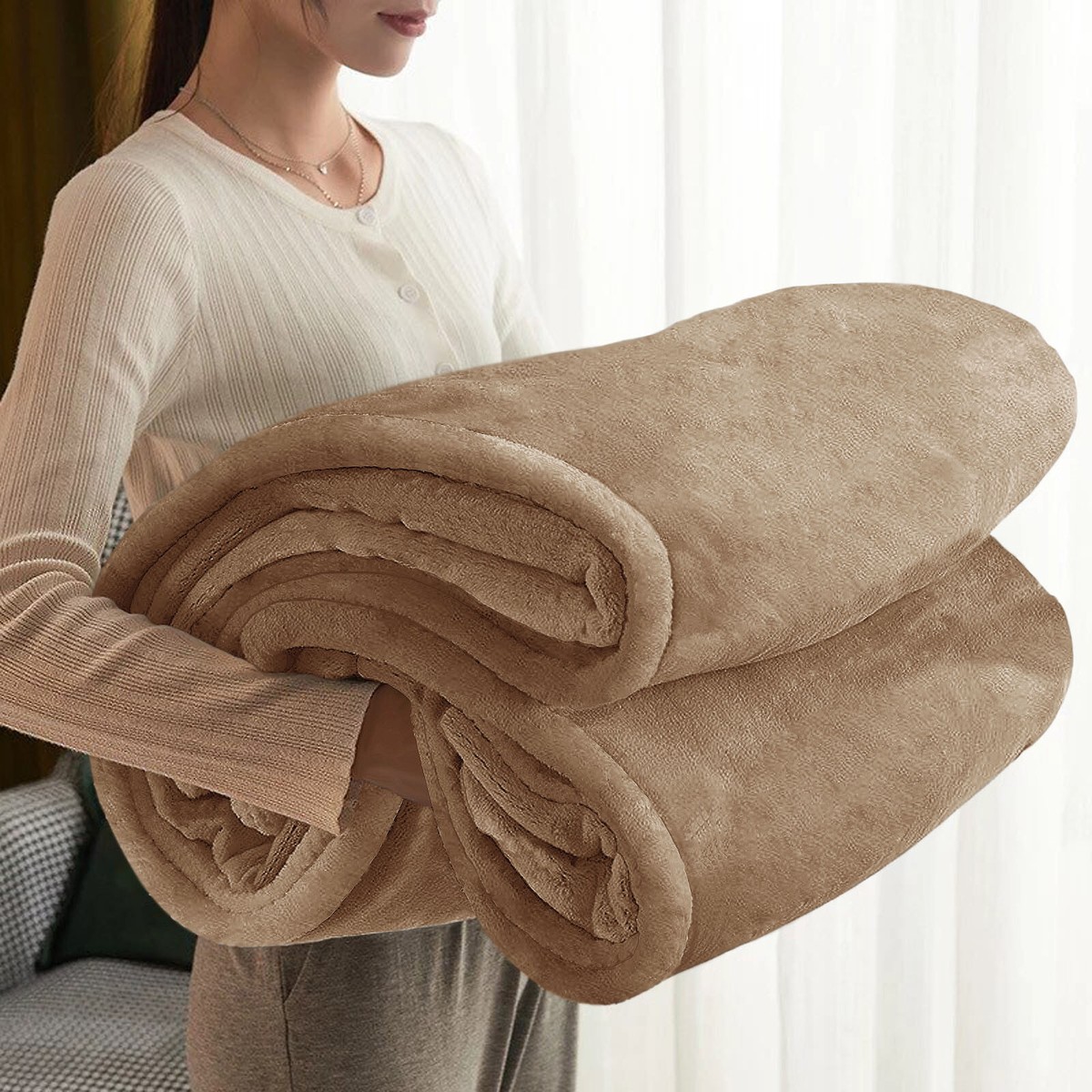 Large Faux Fur Warm Fleece Throw Over Soft Sofa Bed Mink Blanket Double u0026  King | eBay