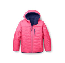 NEW Eddie Bauer - Girls' Deer Harbor Reversible Hooded Jacket - Hot Pink/Navy