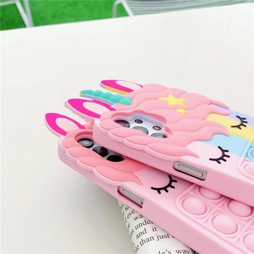 Cute Multicoloured/Pink Unicorn Design Fidget Push Bubble Phone Case For Samsung - Picture 5 of 10