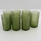 Anchor Hocking Soreno Avocado Juice Glasses Set of 7 Vintage MCM