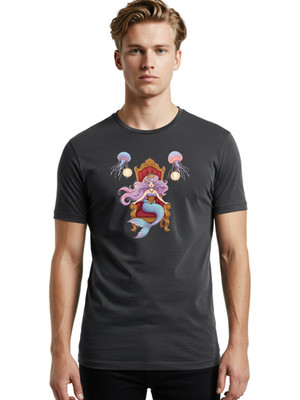 Mermaid-Queen Mens Graphic Tee, 100% Cotton, Casual Summer Wear