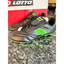 Lotto Stadio 200 III FG Mens Soccer Cleats Black Spring Green 218126 1NI Sz 7.5