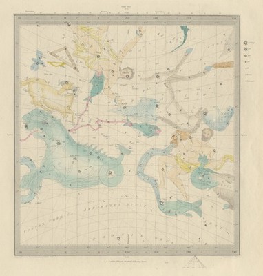 ASTRONOMIE HIMMLISCHE Sternkarte Karte Zeichen 1 Vernal Spring Equinox. SDUK 1874