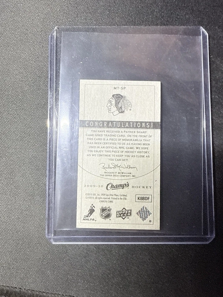 2009-10 Upper Deck Champ's - Mini Threads Patrick Sharp #MT-SP (MEM) - Image 2 of 2