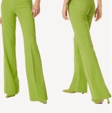 Alice + Olivia Lime Green Flare Crepe Pants Size 0 NWT Retail $295