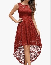 Red Lace Tapper Sleevless Formal Dress Small 2-4 Women’s