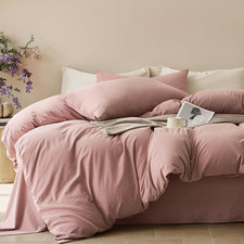 Duvet Cover King Size - 100 Washed Cotton Comforter Cover with Linen-Like Textu