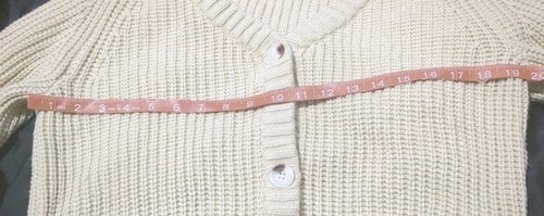 Womens Small Oversized V Neck Acrylic Button Cardigan Waffle Knit Cream Boho - Picture 3 of 6