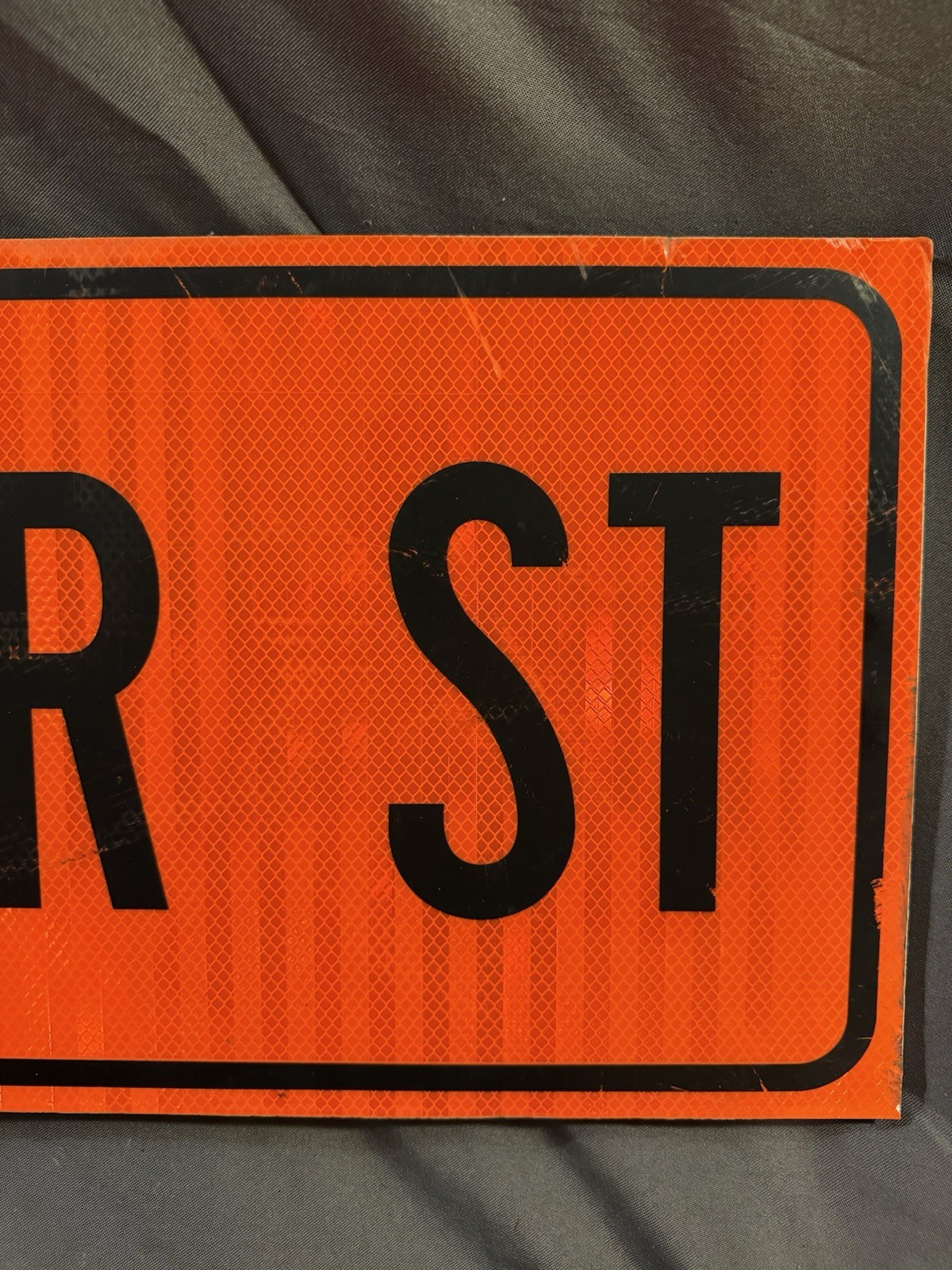 Fun Vintage BEAVER ST Orange Reflective Municipal Construction Street Sign 
