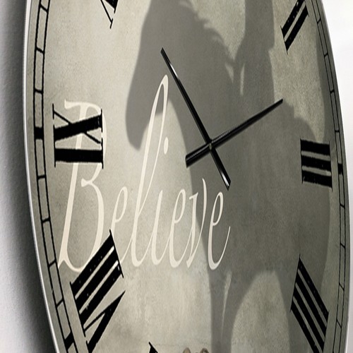 Designart 'Believe Shadow II' Large Cottage Wall Clock Black 16 in. wide x 16 in - Picture 4 of 5