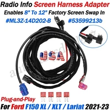 8" to 12" Radio Info Screen Harness Adapter For Ford F150 21-23 ML3Z-14D202-B US