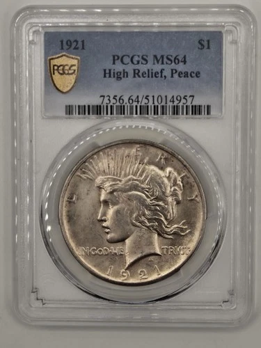 1921 High Relief Peace Silver Dollar PCGS MS64