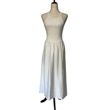 Mango Linen Blend Smocked Maxi Dress