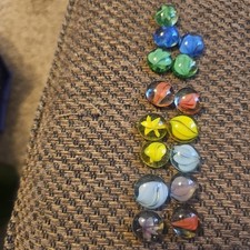 15 Colored Flat Glass 1/2Marbles Flowered Awirls Vases Aquarium Pebbles