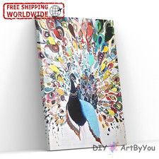 Peacock Paint By Numbers Canvas Art Draw Artist Painting Oil Kit Home Decor Kids