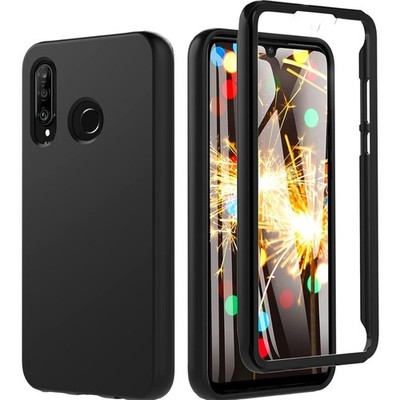 Huawei P30 Lite Hülle Silikon Stoßfest Displayschutz Outdoor Schwarz