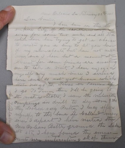Vintage Civil War Confederate 1861 Letter from New Orleans