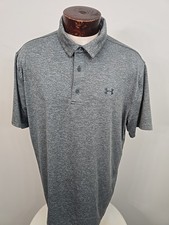 Under Armour Mens XXL 2XL Gray Geometric Polo Shirt Short Sleeve Golf Polo