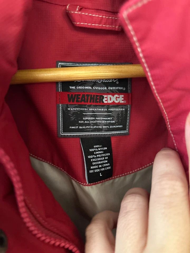 Casaco de chuva feminino Eddie Bauer Weather Edge grande vermelho com capuz respirável zíper - Imagem 4 de 4
