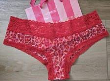 Vintage Victoria's Secret Red Pink Animal Sheer Nylon Lace Hiphugger Panties M