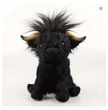 30cm Simulation Kyloe Cream Highland Cow Animal Plush Doll - Black