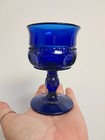 VTG Indiana Glass Cobalt Blue Kings Crown Thumbprint Cordial Water Wine Goblet