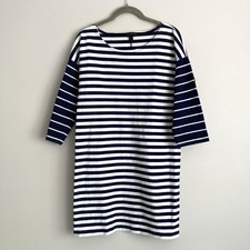J. Crew Womens Striped Shirt Dress Mini Navy Blue White Size XS Nautical Preppy