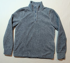 Eddie Bauer Womens 1/4 Button MockNeck Fleece Pullover Sweater XS Polyester Blue