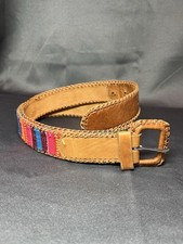 Vintage Serape Belt Fabric Leather Multicolor 32-33 Unisex