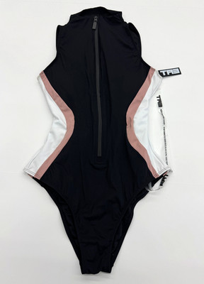 TA3 SLEEVELESS SURFY ONE PIECE SWIMSUIT CONTOUR BLACK ROSE SIZE LARGE L REG/LONG