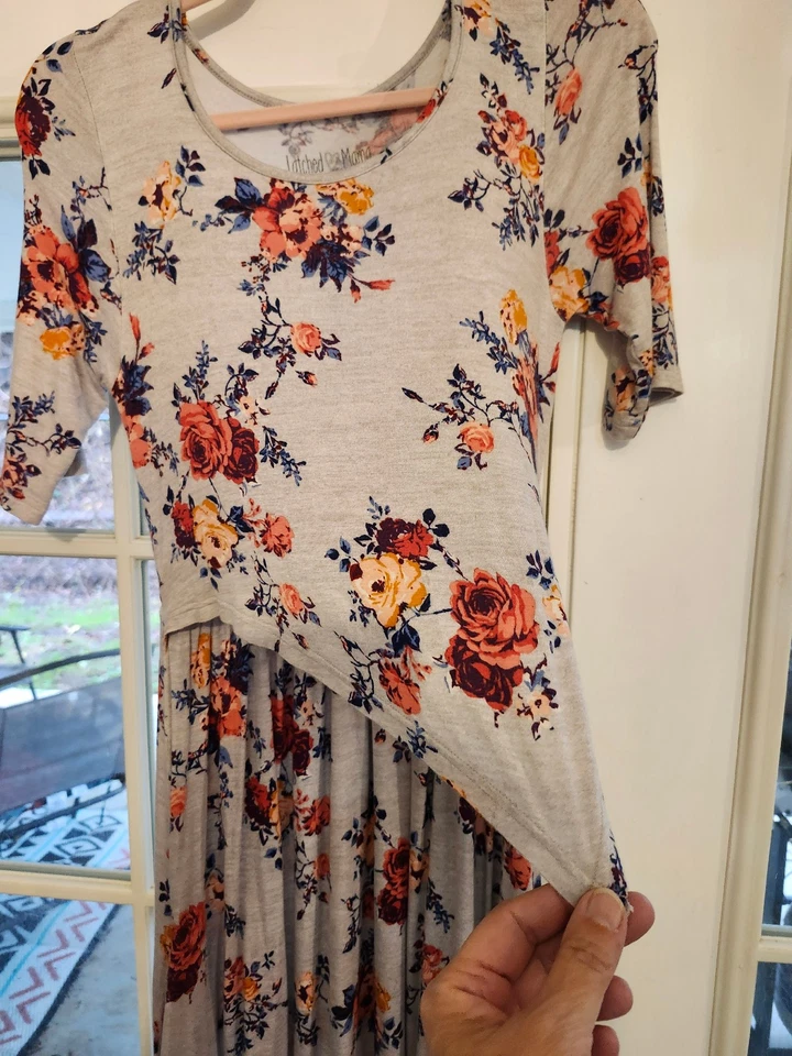 Latched Moma, Nursing Dress Size Small, long pretty, flower print elestic waist - Image 2 of 4